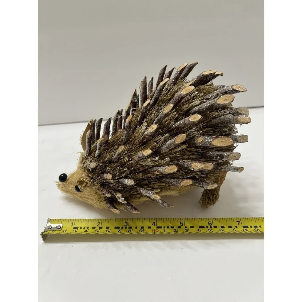 Vintage Pier One Woodland Hedgehog Figure Straw Twigs 5.5x7